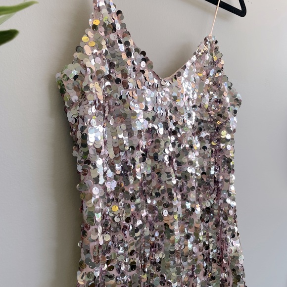 Beautiful  spaghetti strap festival Days  Zara sequin dress with back slit - Picture 1 of 5